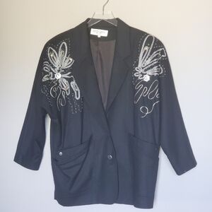Vintage Dolman Sleeve Embroidered Studded Black Gothic Cosplay Whimsigoth Blazer